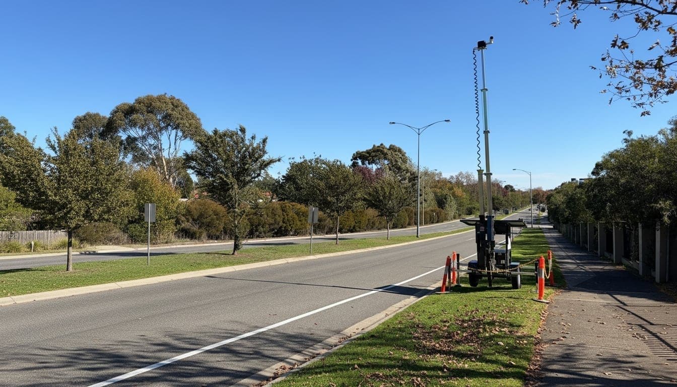 XVision Outpost portable operational road-intelligence platform deployed beside a road.